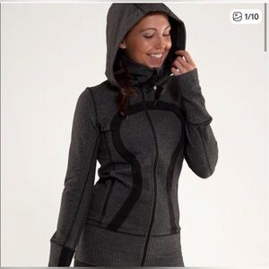 Lululemon Athletica Womens Stride Heather Herringbone Hooded Jacket Black Size 2